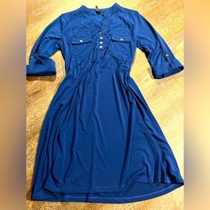 New Directions Blue Button-Front Dress